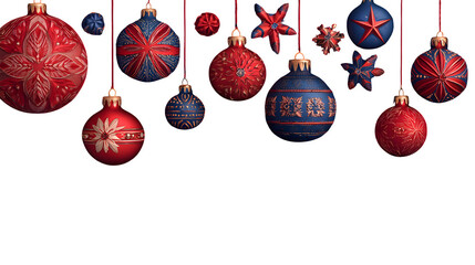 Red and blue ornament banner with Christmas theme