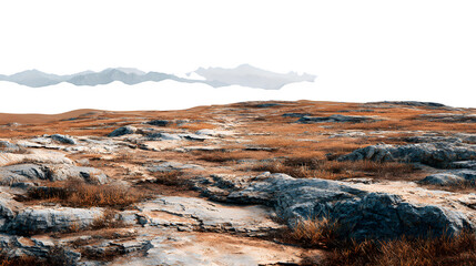 Rocky Tundra Landscape, isolated on transparent background