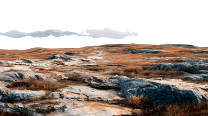 Rocky Tundra Landscape, isolated on transparent background