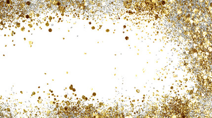 Red and gold glitter frame border isolated on white