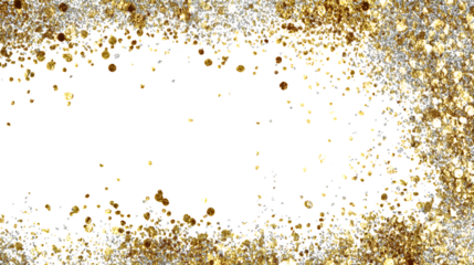 Red and gold glitter frame border isolated on white