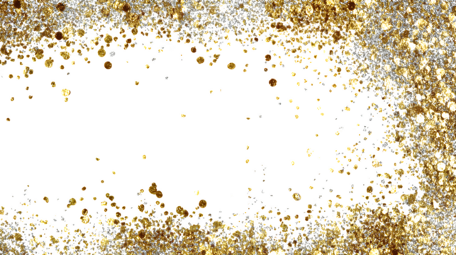 Red and gold glitter frame border isolated on white