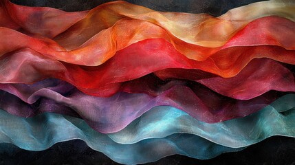 Colorful flowing fabrics layered