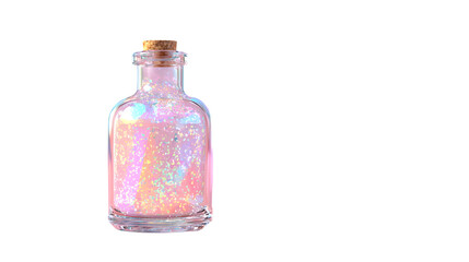 Iridescent glitter bottle, isolated on transparent background