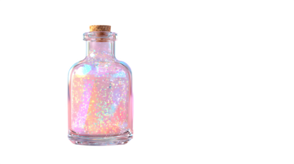 Iridescent glitter bottle, isolated on transparent background