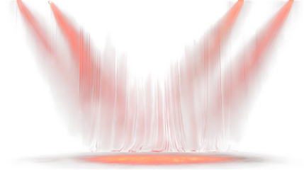 Red curtain stage background with glowing spotlights