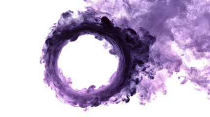 Black and purple smoky ring swirl isolated on white