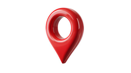 Red map location symbol isolated on white