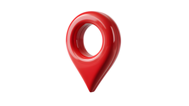 Red map location symbol isolated on white