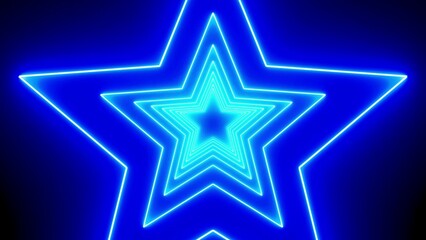 Tunnel of Blue Neon Stars Creating a Futuristic Abstract Background bright celebration