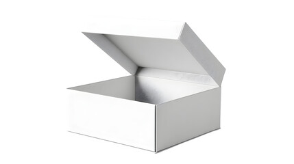 Blank white open cardboard box isolated on white