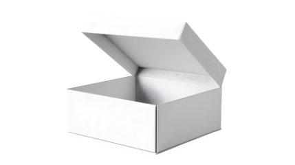 Blank white open cardboard box isolated on white