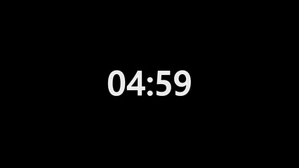 Digital Timer Displaying 04:59 on a Black Background clock countdown