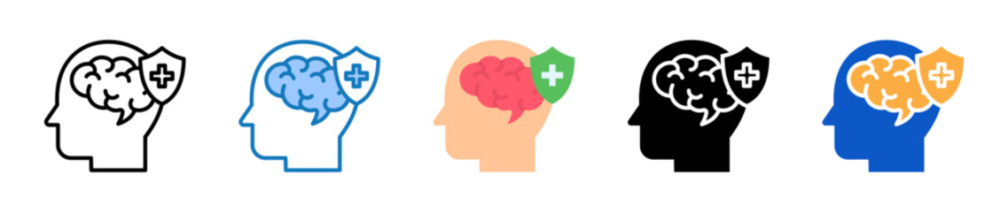 Neurology multiple style icons set design vector illustration. 