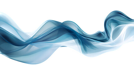 Blue abstract flowing wave pattern isolated on white