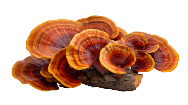 Reishi mushroom cluster isolated on white