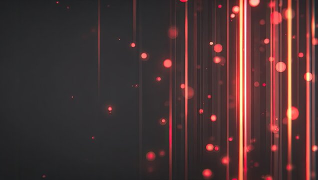 Abstract digital art with vertical lines and red particles