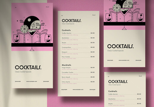 Illustrated Cocktail Menu