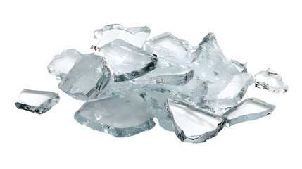 Scattered white glass shards isolated on white