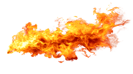 Bright hot flame isolated on white