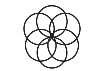 Seed of life sacred geometry forming flower of life composed by intersecting circles on transparent background