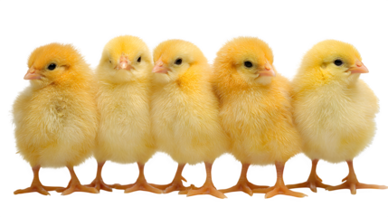 Set of small yellow Easter chicks isolated on white