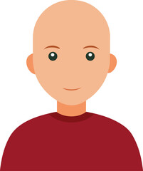 Cartoon Bald Person Vector Illustration in Red Shirt