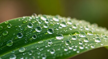 Dewdrops on a Lush Green Leaf: A Macro Photography Masterpiece