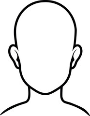 Minimalist Bald Head Vector Outline Illustration with Ears Visible