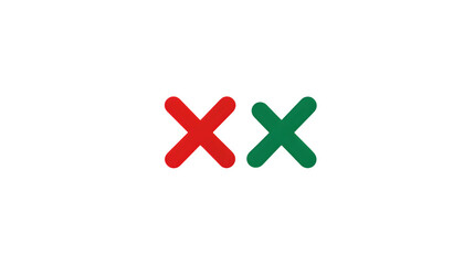 Fototapeta premium Check and X icon in red and green isolated on white