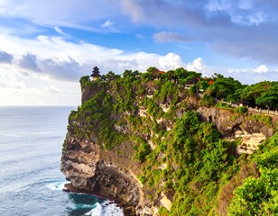 Cliffside temple overlooking ocean (1)