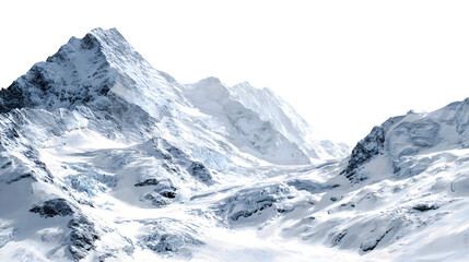 Snow-covered mountain glacier landscape isolated on white