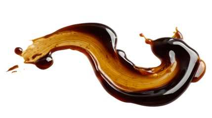 Spilled brown soy sauce spot isolated on white