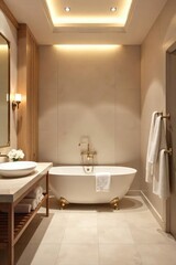 Serene bathroom interior, featuring soft lighting, fluffy towels, and elegant fixtures creating a relaxing atmosphere Perfect for spa-like, wellness, and home decor themes , stone, serenity, shower