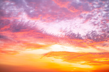 Beautiful , luxury soft gradient orange gold clouds and sunlight on the blue sky perfect for the background, take in evening,Twilight, Large size, high definition landscape photo