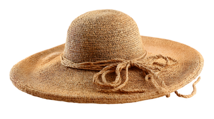 Straw beach sun hat isolated on white