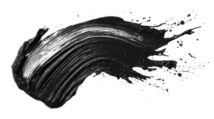 Thick black paint brush stroke in splash style isolated on white
