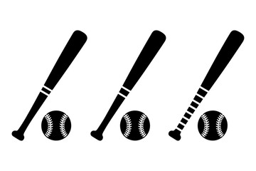 Baseball bats and balls silhouettes ready for game  © Vector_Art