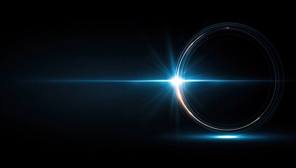 Abstract graphic with a glowing circle and light burst
