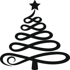 Abstract Swirl Christmas Tree Vector Icon