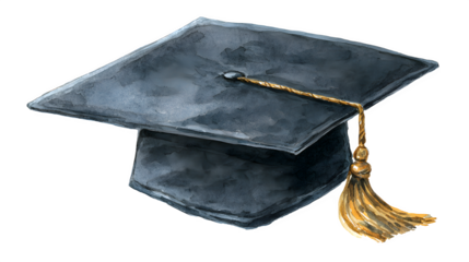 Watercolor illustration of graduation cap isolated on white