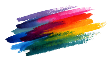 Watercolor rainbow brush stroke isolated on white