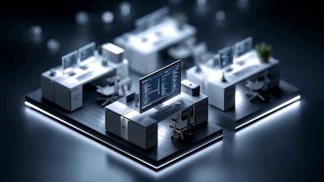 Code desk full of technology