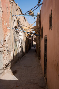 Marrakesh - Old buildings inside the Medina were damaged due to the 2023 earthquake. Morocco, North Africa
