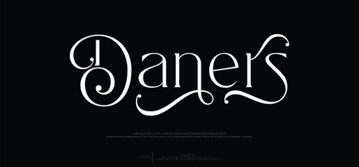 Daners Abstract Fashion font alphabet. Minimal modern urban fonts for logo, brand etc. Typography typeface uppercase lowercase and number. vector illustration