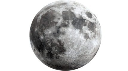 Full moon surface texture detail isolated on white