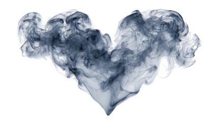 White smoke in soft heart shape isolated on white