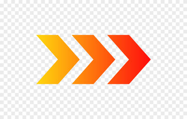 Vector color dynamic arrow png. Accelerating arrow representing dynamism and speed.