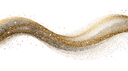 Glitter wave in gold sparkle style isolated on white