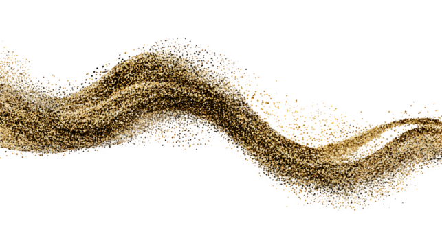 Glitter wave in gold sparkle style isolated on white